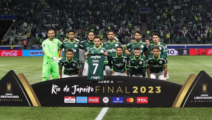 O time da SE Palmeiras, posa para foto em jogo contra a equipe do Deportivo Pereira, durante partida válida pelas quartas de final, volta, da Copa Libertadores, na arena Allianz Parque. (Foto: Cesar Greco/Palmeiras/by Canon)