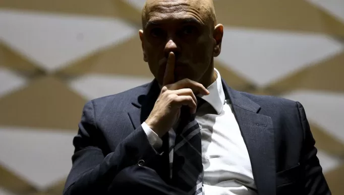 O presidente do TSE, Alexandre de Moraes, durante cerimônia de posse do diretor-geral da PF, na sede da corporação, em Brasília.