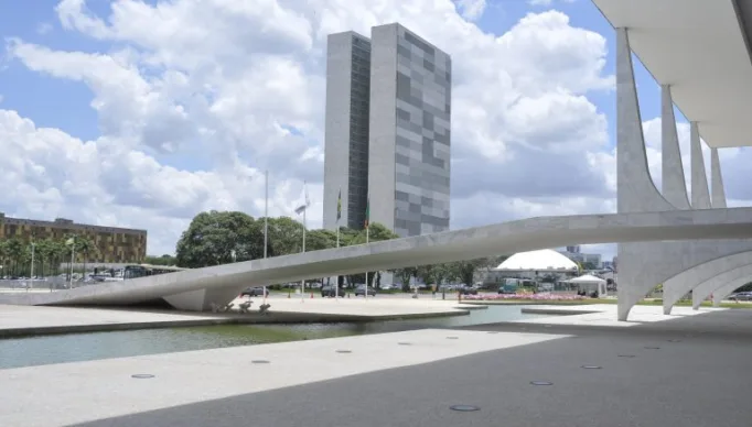 Congresso Nacional visto da frente do Palácio do Planalto