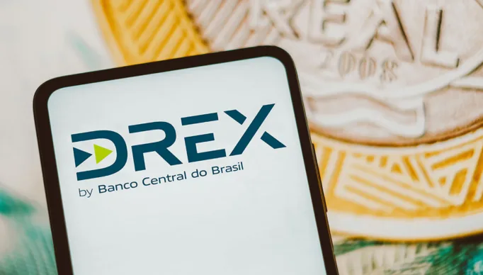 August 8, 2023, Brazil. In this photo illustration, the Drex logo seen displayed on a smartphone. Drex is the new Brazilian digital currency launched by the Central Bank