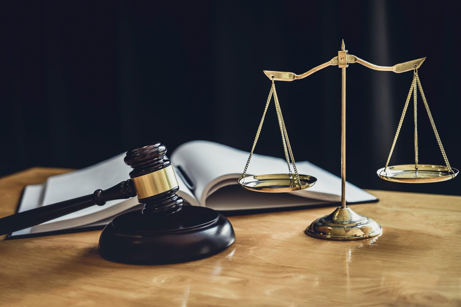 Judge gavel with Scale of justice, object documents working on table in courtroom, Legal law advice and justice concept.